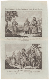 TURKISH DRESSES 1. a Bashaw of three Tails... 2. an Officer of the Janisaries & Superintendant of their Kitchen 3. a Turkish Gentleman  TURKISH DRESSES 1. a Nobleman in his Robes... 2. a Commander in Chief of the Saphis... 3. an Officer of the supreme court of Judicature